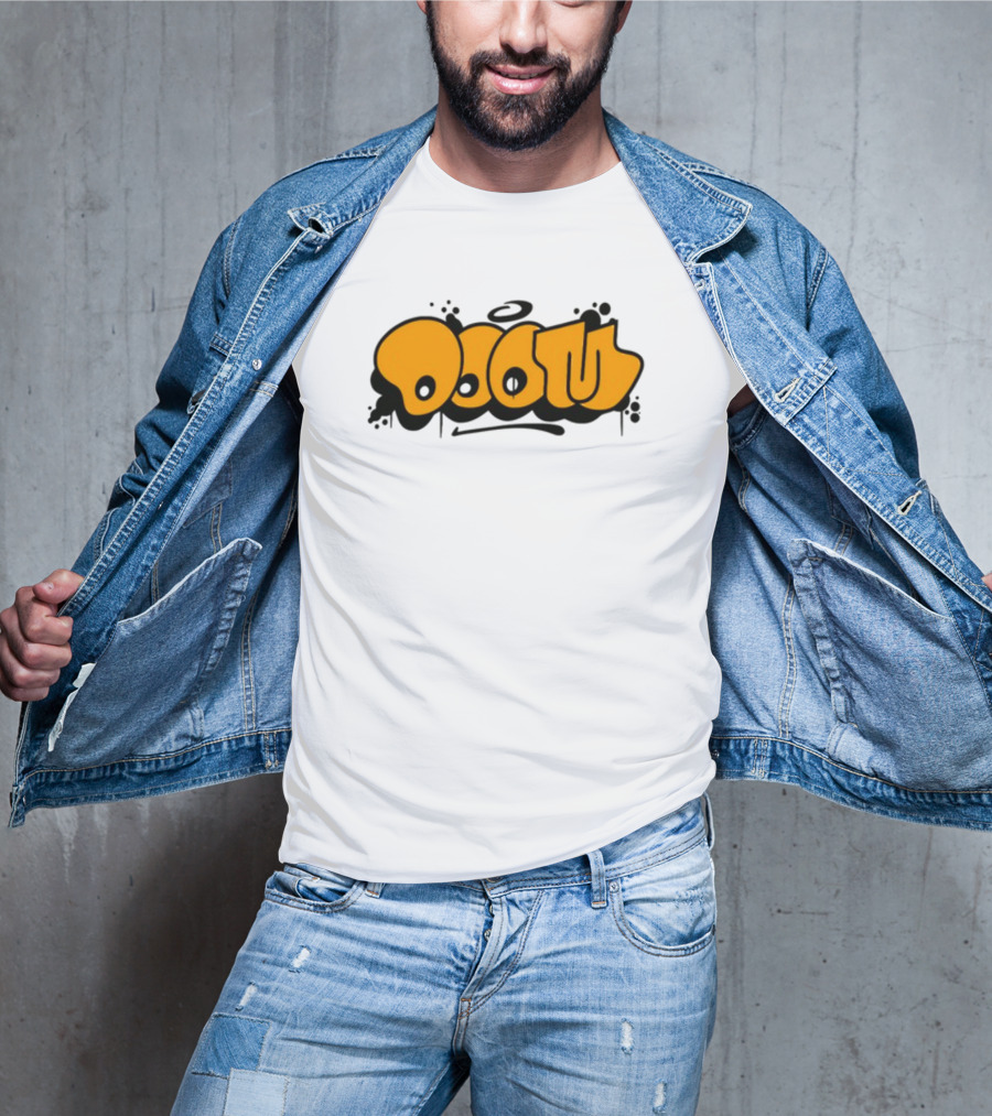Gasdrawls Doom Throw Black And Gold Bubble Lettering T-Shirt
