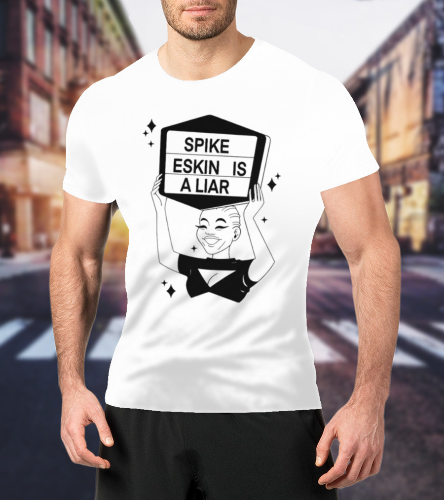 Spike Eskin Is A Liar With Cartoon Character Hand Sign Display T-Shirt