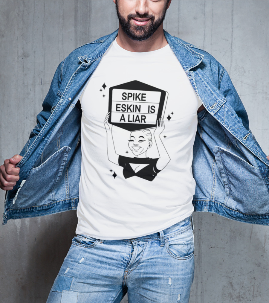 Spike Eskin Is A Liar With Cartoon Character Hand Sign Display T-Shirt