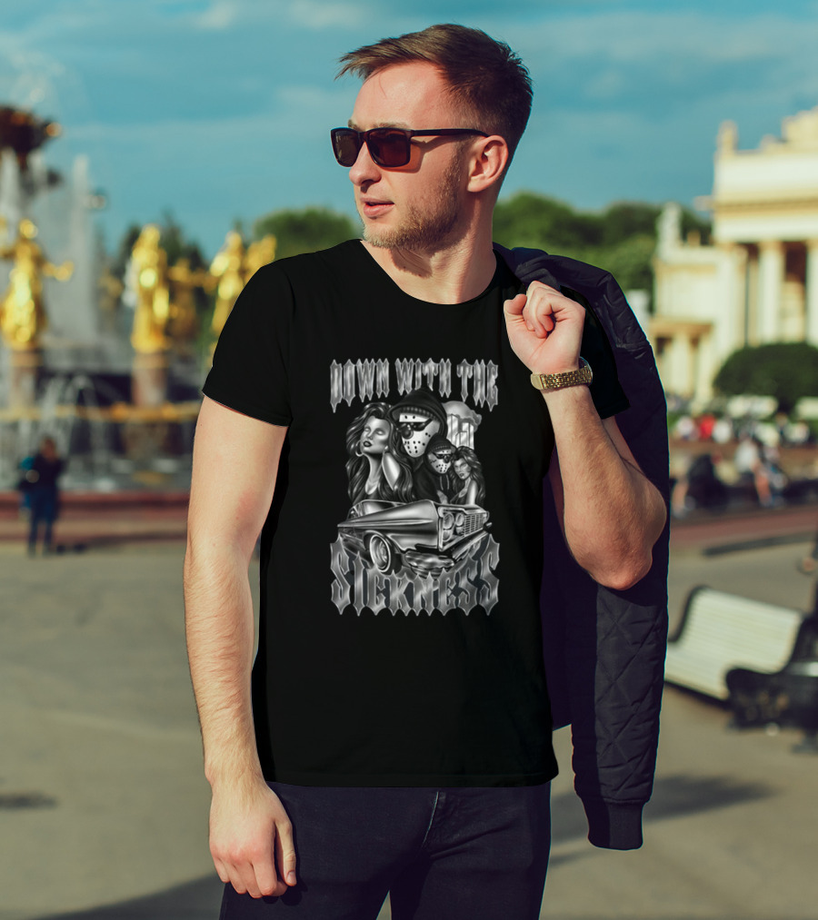 Down With The Sickness Jason Mask Car Gangster T-Shirt