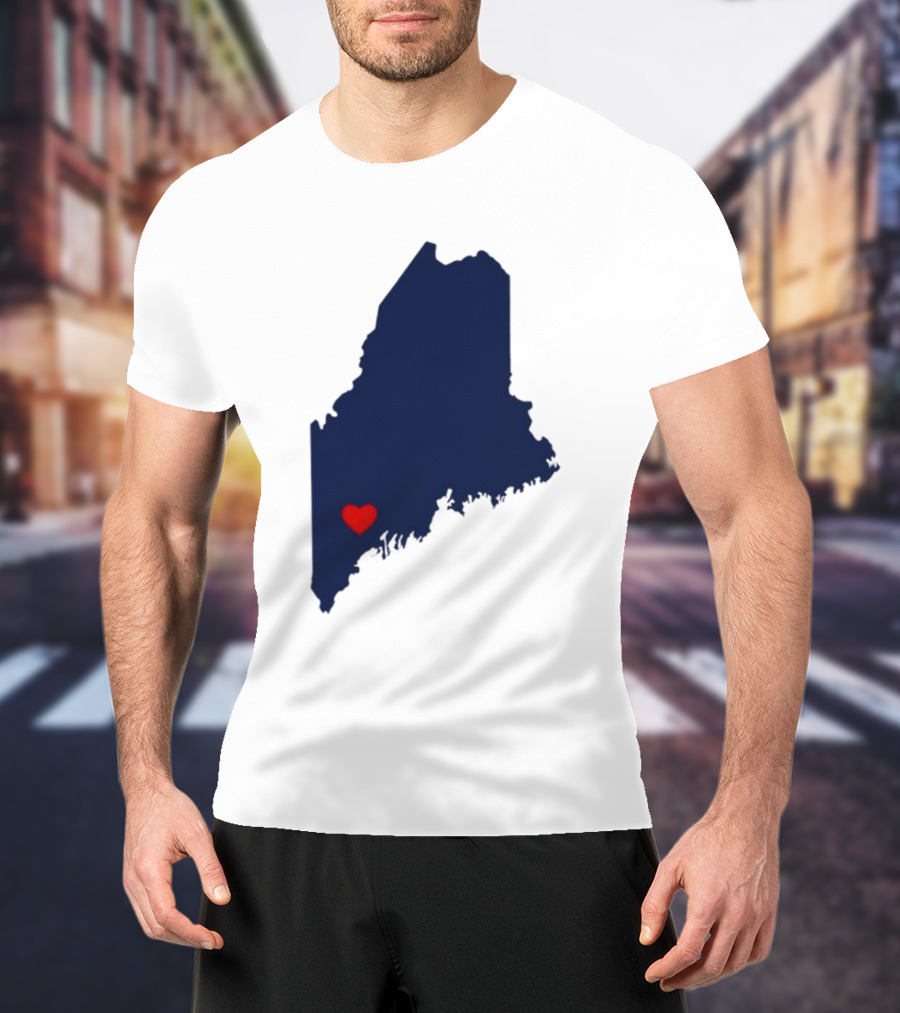 Lewiston Strong Maine Heart Map T-Shirt