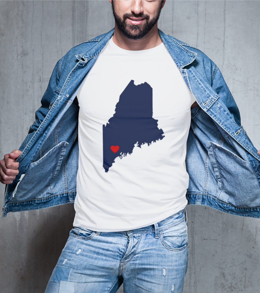 Lewiston Strong Maine Heart Map T-Shirt