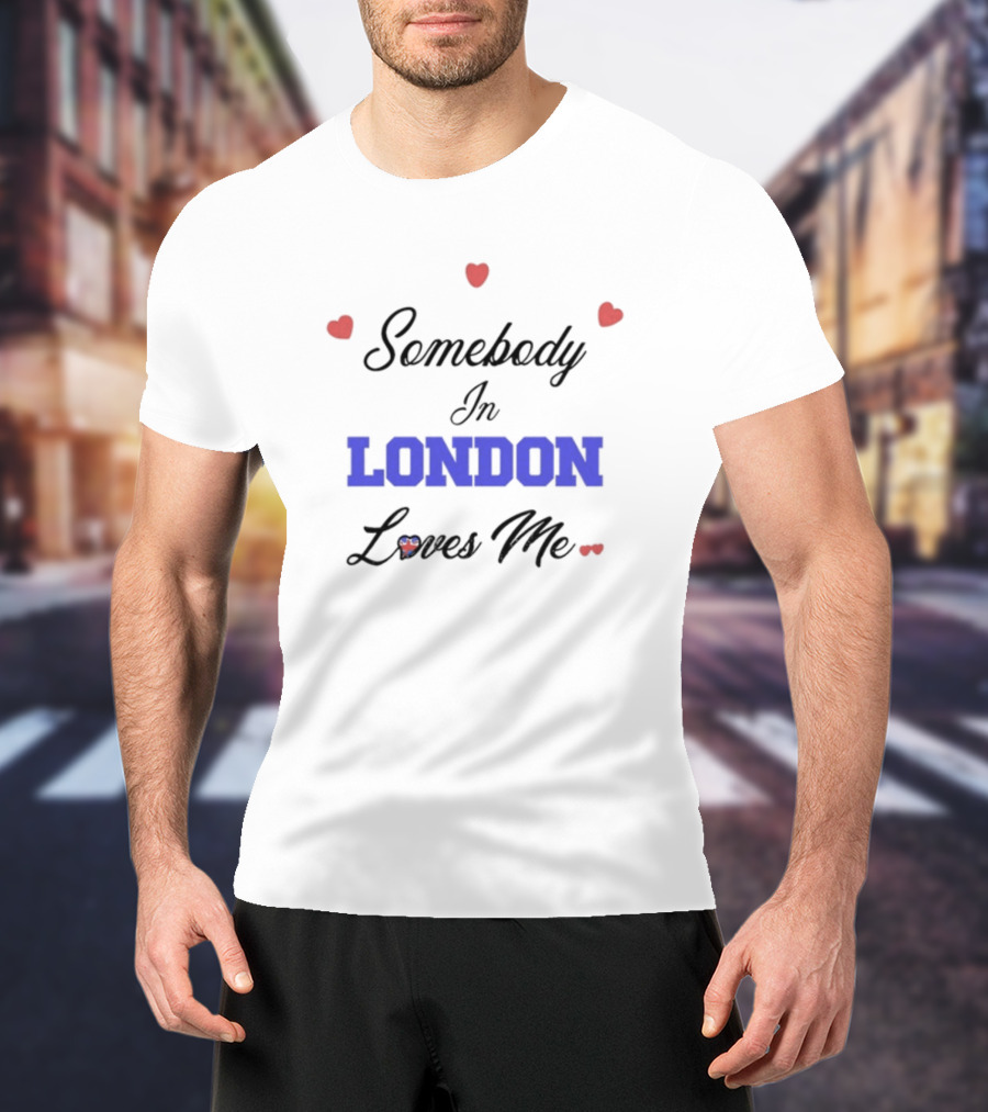 Somebody In London Loves Me Red Heart Accents T-Shirt