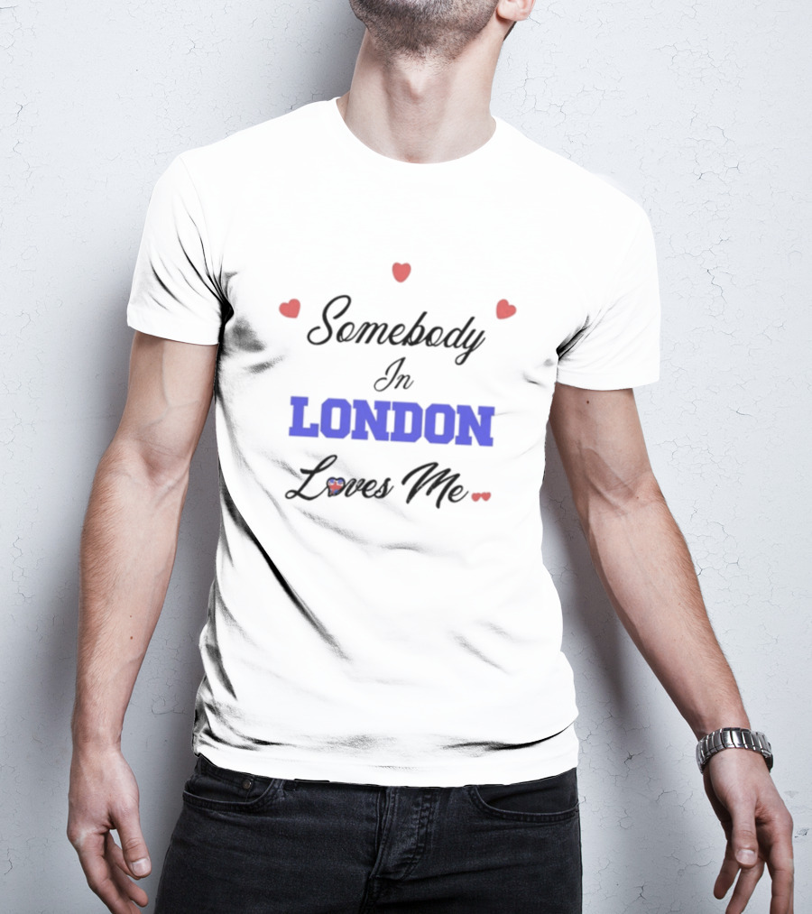 Somebody In London Loves Me Red Heart Accents T-Shirt