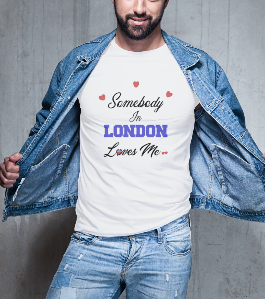 Somebody In London Loves Me Red Heart Accents T-Shirt
