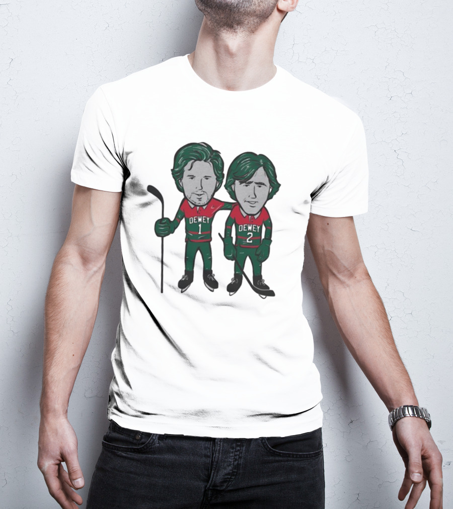 Minnesota Wild Meet The Deweys Sotastick Dewey 1 Dewey 2 Hockey Players T-Shirt