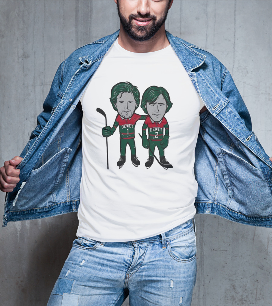 Minnesota Wild Meet The Deweys Sotastick Dewey 1 Dewey 2 Hockey Players T-Shirt