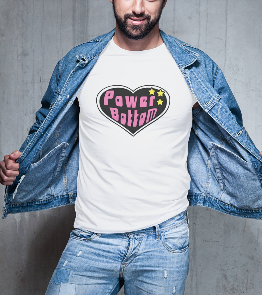 Power Bottom Heart Three Stars T-Shirt