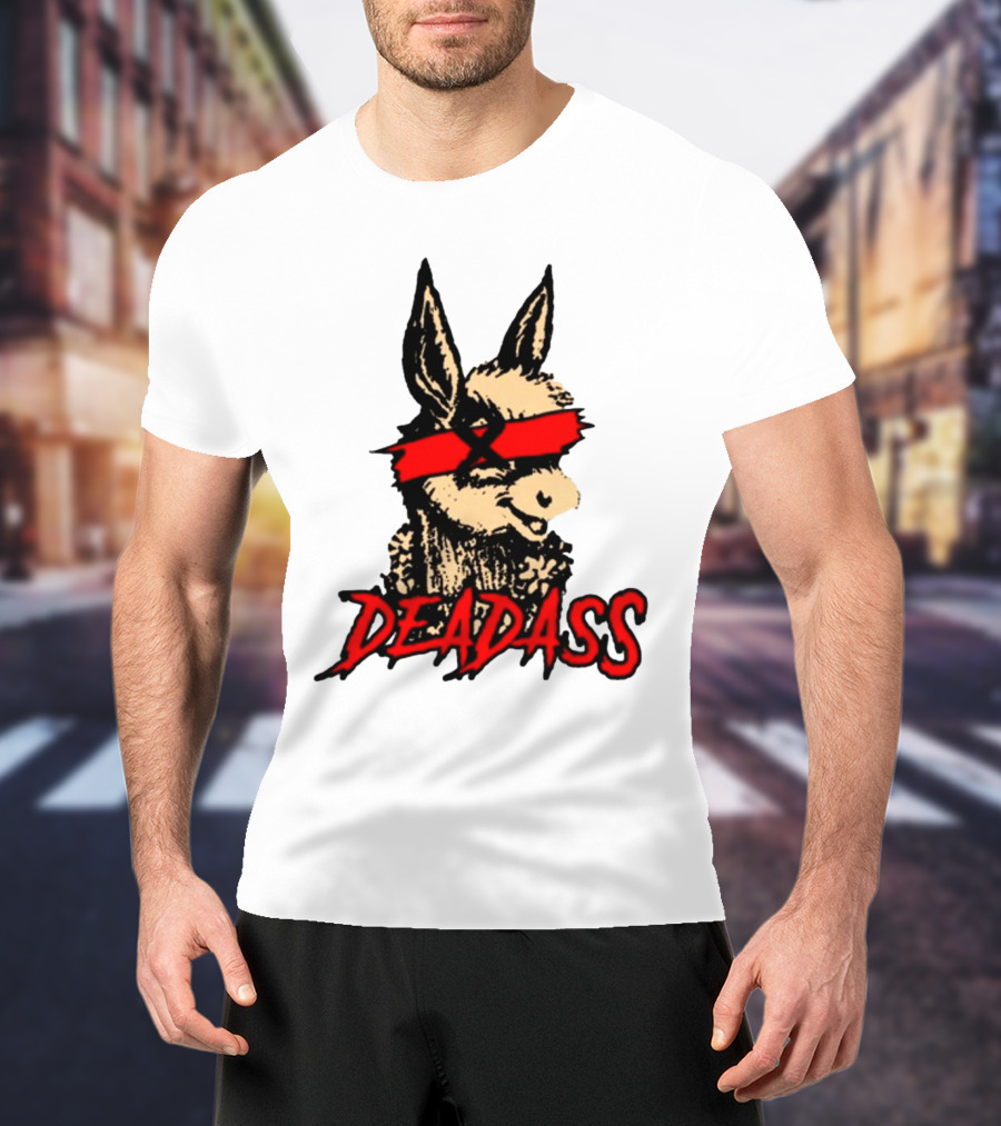 Deadass Red Blindfold Cartoon Donkey T-Shirt
