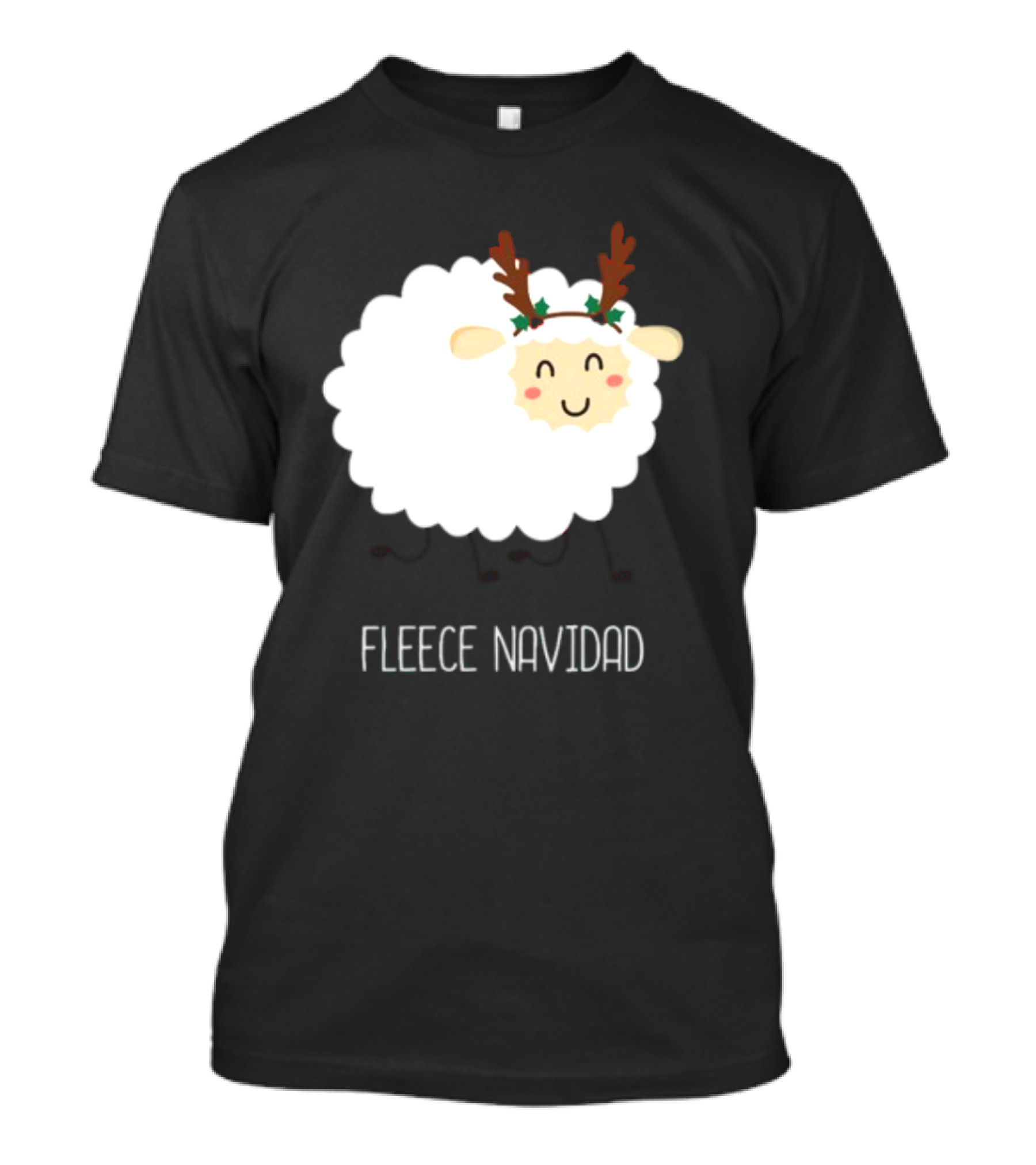 Fleece Navidad Christmas Sheep With Antlers T-Shirt