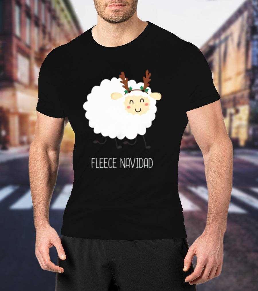 Fleece Navidad Christmas Sheep With Antlers T-Shirt