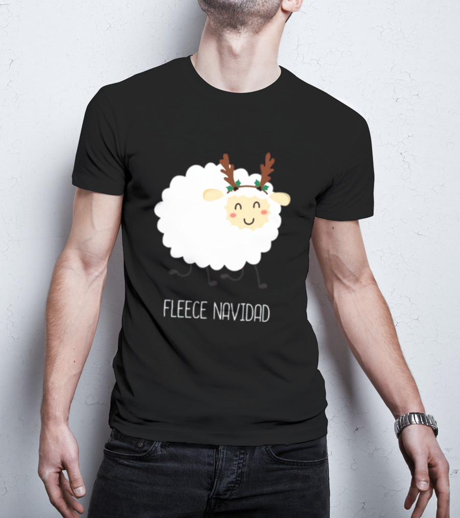 Fleece Navidad Christmas Sheep With Antlers T-Shirt