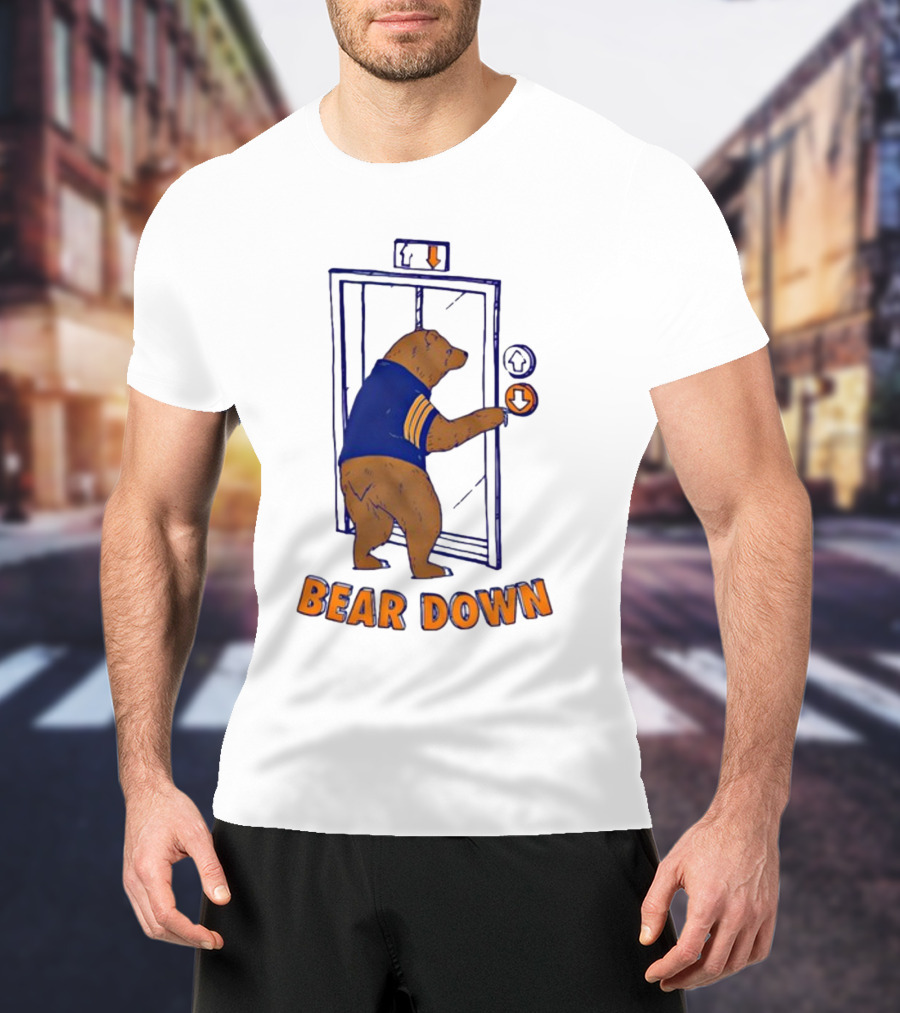 Bear Down Bear In Blue Jersey Pressing Elevator Button T-Shirt