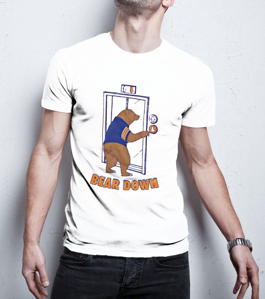 Bear Down Bear In Blue Jersey Pressing Elevator Button T-Shirt