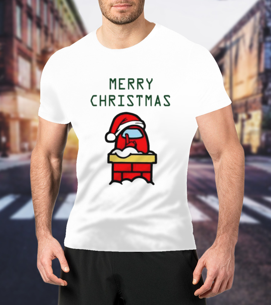 Among Us Santa Red Merry Christmas Chimney Crewmate T-Shirt