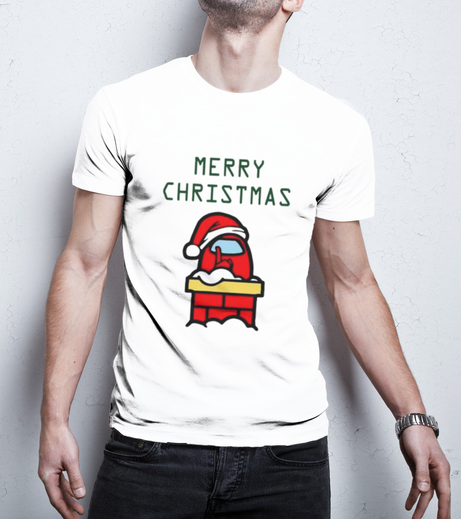 Among Us Santa Red Merry Christmas Chimney Crewmate T-Shirt
