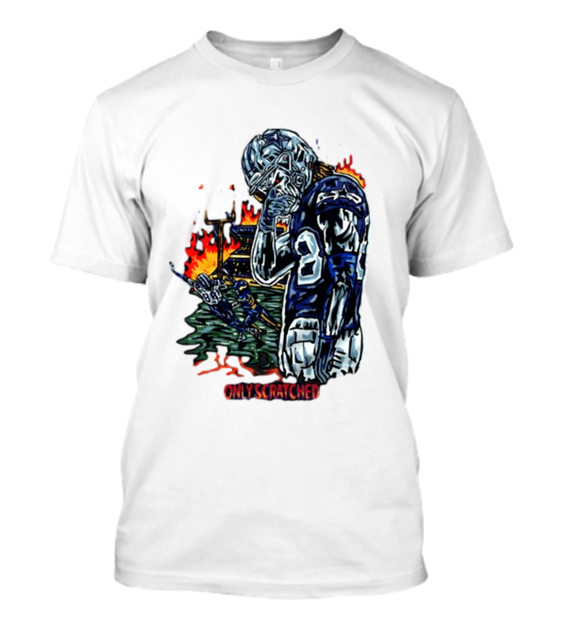 Retros Studio Only Scratched The Surface Football Player With Fire Background T-Shirt