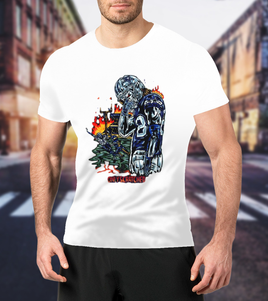 Retros Studio Only Scratched The Surface Football Player With Fire Background T-Shirt