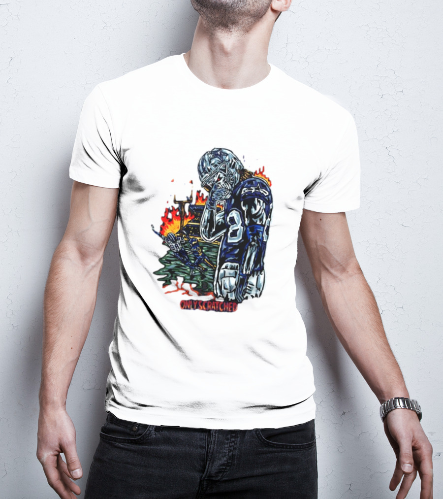 Retros Studio Only Scratched The Surface Football Player With Fire Background T-Shirt