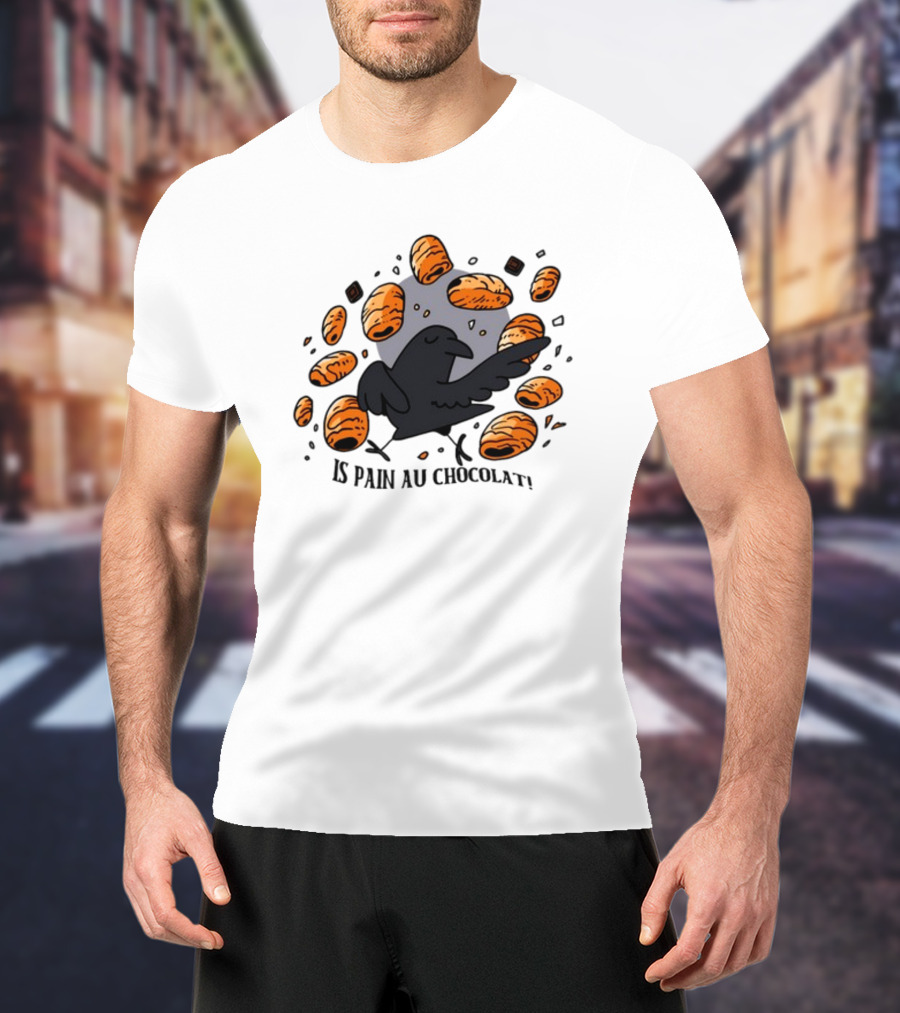 Bird Surrounded By Pain Au Chocolat Pastries T-Shirt