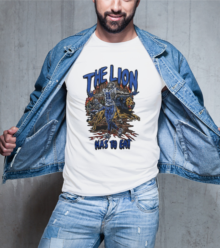The Lion Has To Eat Retros Themed Football Warrior T-Shirt