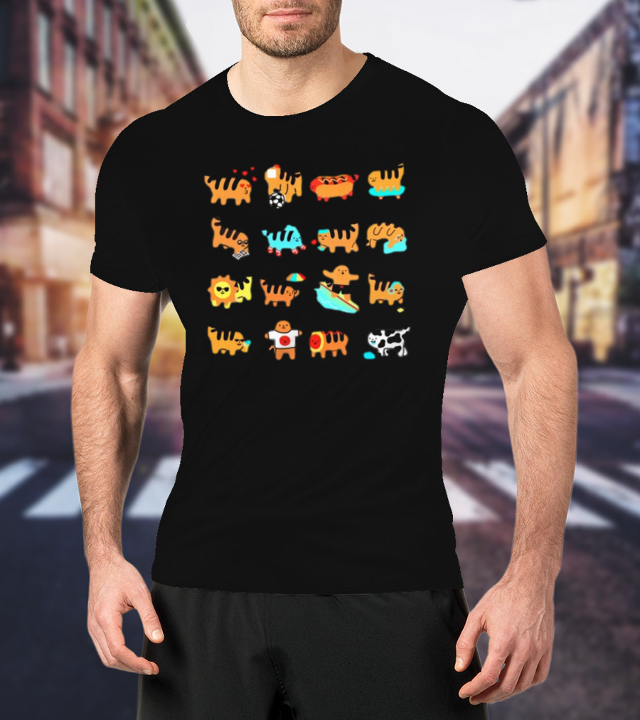 Cheese Puff Tiger Soccer Football Sushi Surfing Cow Pool Sun Tiger T-Shirt