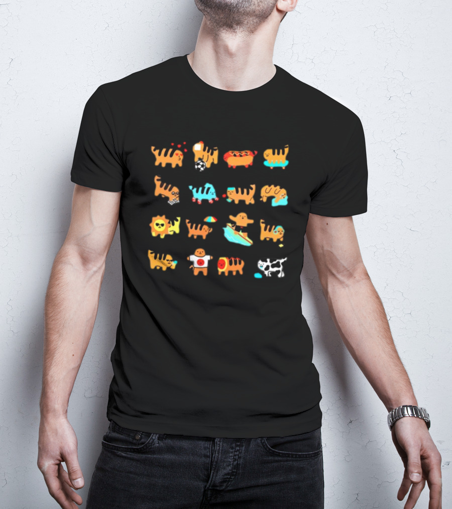 Cheese Puff Tiger Soccer Football Sushi Surfing Cow Pool Sun Tiger T-Shirt