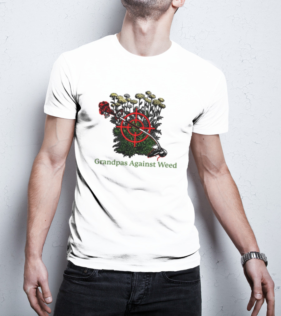 Grandpas Against Weed Targeting Dandelions With String Trimmer T-Shirt