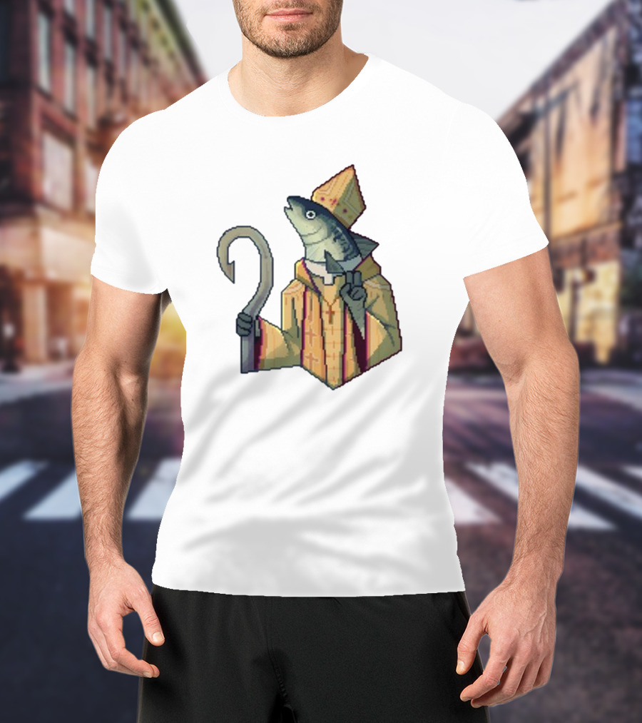 May Could Be With You Holy Mackerel Fish Bishop Pixel T-Shirt