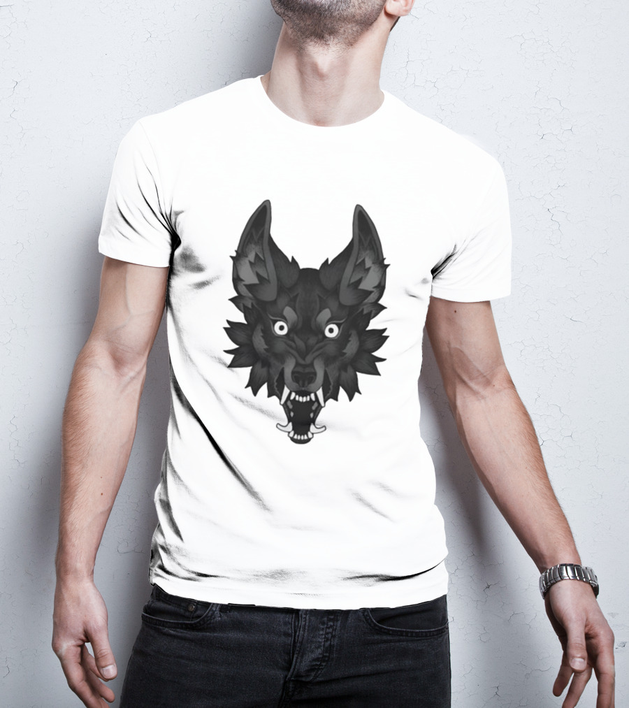 Snarling Wolf Head Monochrome T-Shirt