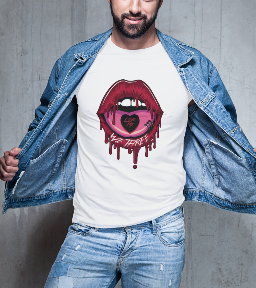 We Three Love Me Dripping Lips Heart Tattoo T-Shirt