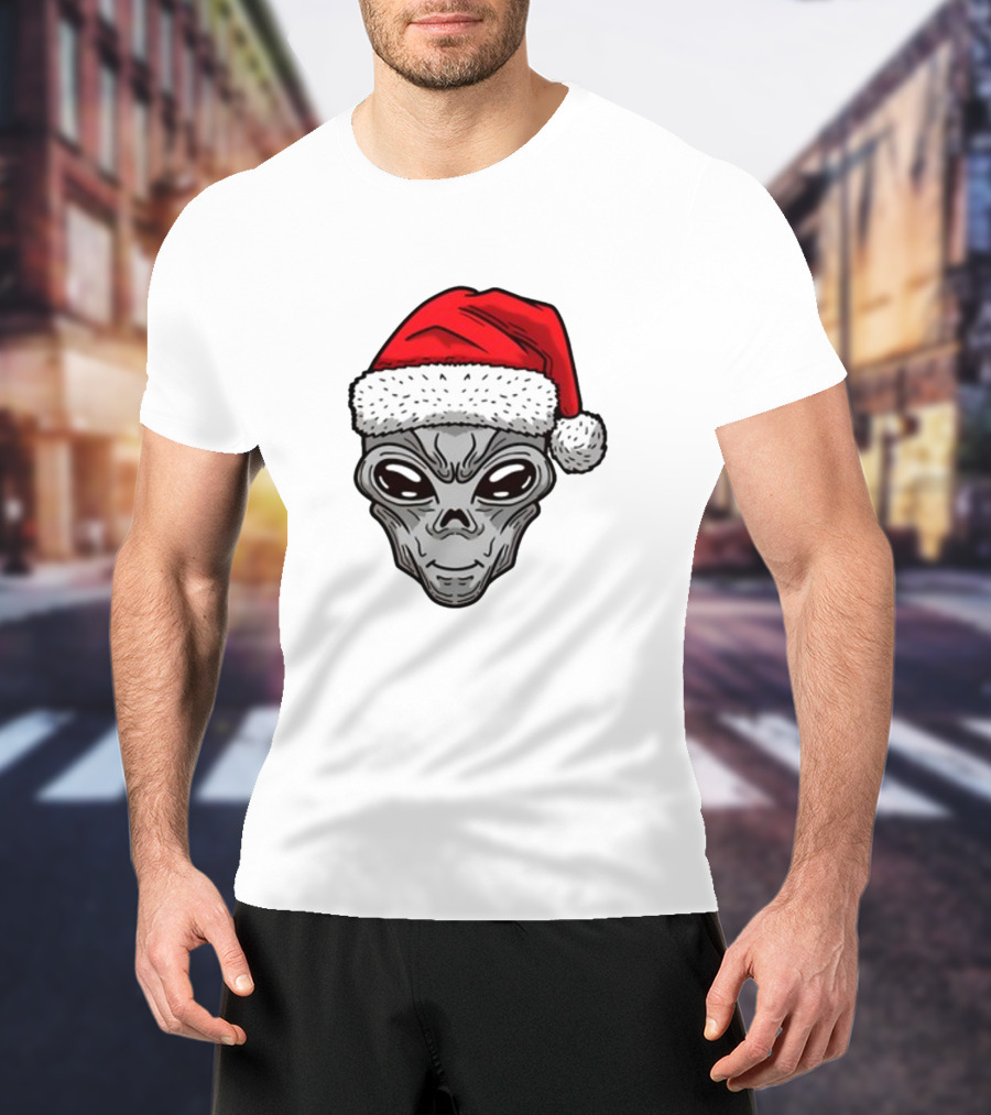 Xmas Santa Hat Alien Christmas T-Shirt