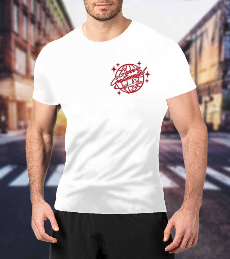 Yung Bae Groove Continental Red Globe Graphic With Stars T-Shirt