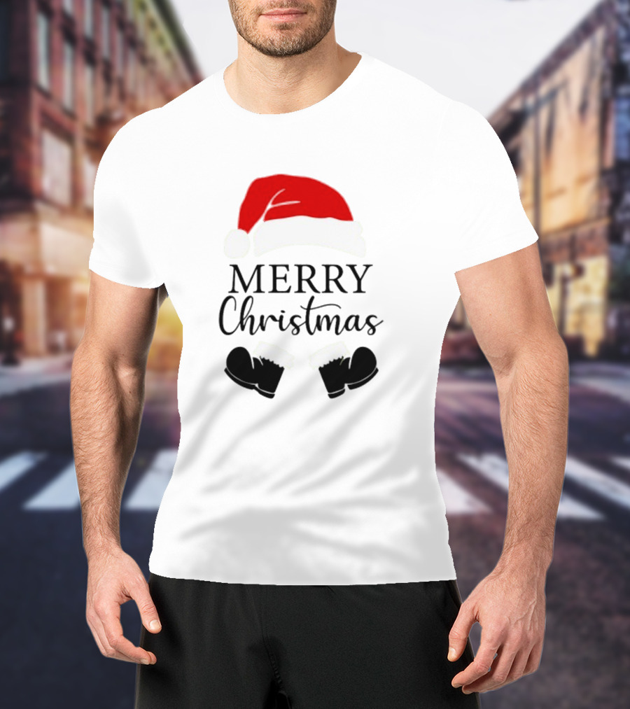 Merry Christmas Santa Hat And Boots Svg T-Shirt