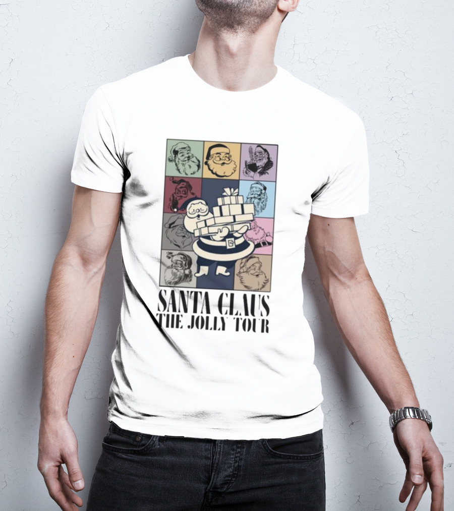 Santa Claus The Jolly Tour Vintage Santa Square Collage T-Shirt