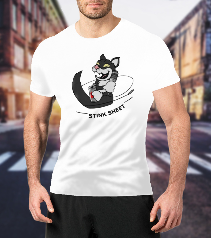 Podcast Psy Op Division Cat With Microphone And Spray Can Stink Sheet T-Shirt