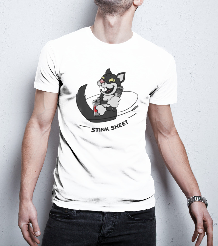 Podcast Psy Op Division Cat With Microphone And Spray Can Stink Sheet T-Shirt