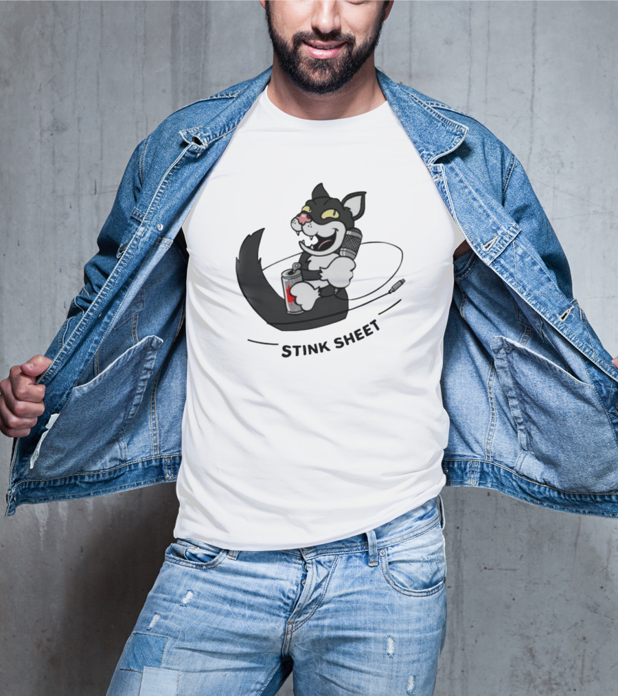 Podcast Psy Op Division Cat With Microphone And Spray Can Stink Sheet T-Shirt