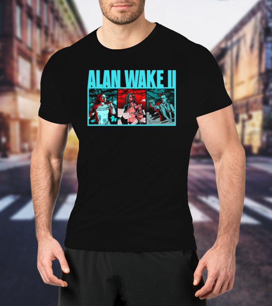 ALAN WAKE II Comic Style Three Panel T-Shirt