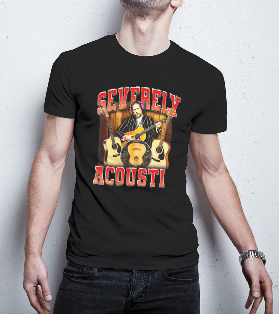 Notsafeforwear Severely Acoustic Guitars And Musician With Headphones T-Shirt