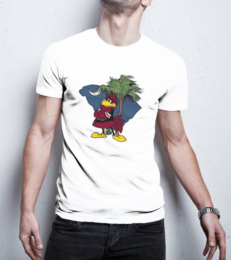 South Carolina Gamecock With Palmetto And Crescent Moon T-Shirt