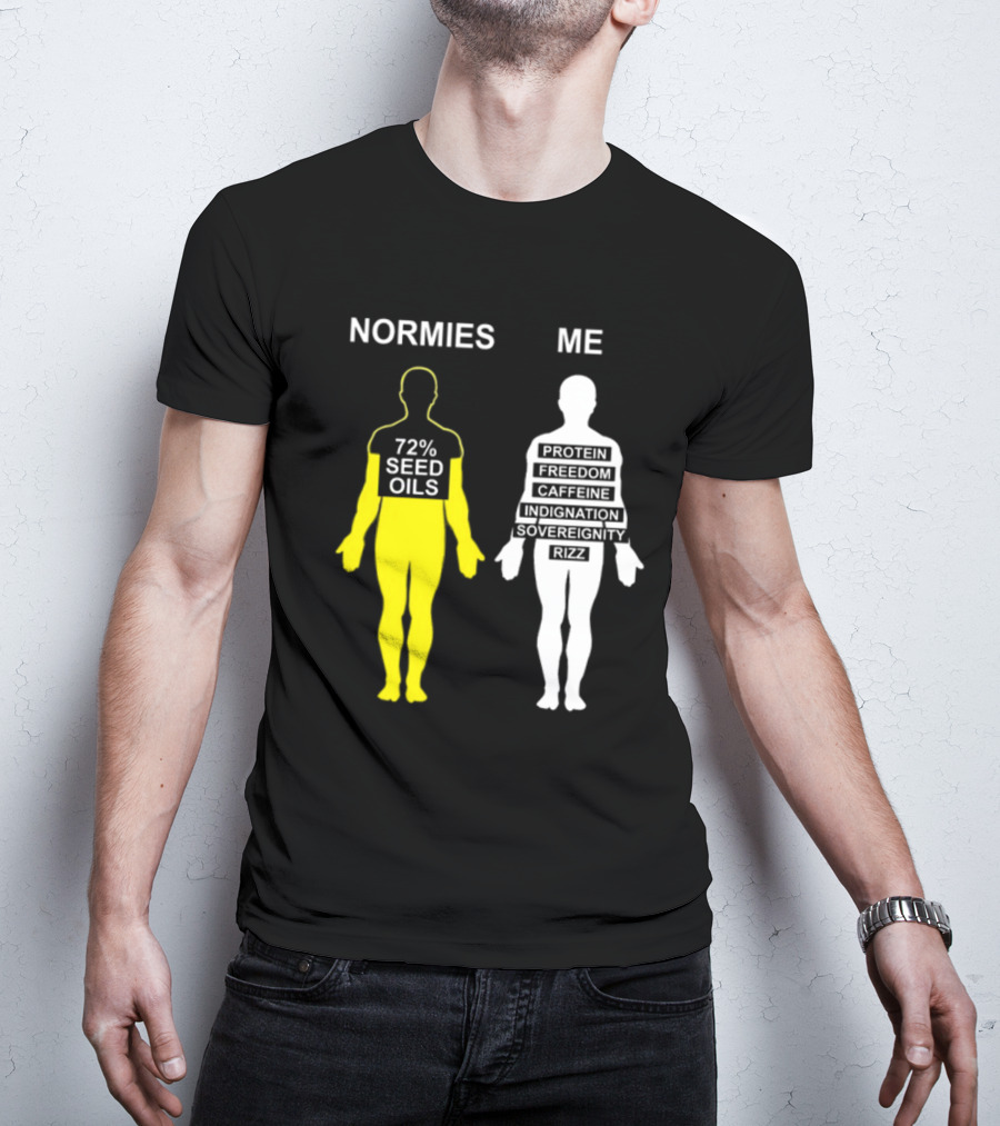 Normies 72% Seed Oils Vs Me Protein Freedom Caffeine Indignation Sovereignity Rizz T-Shirt