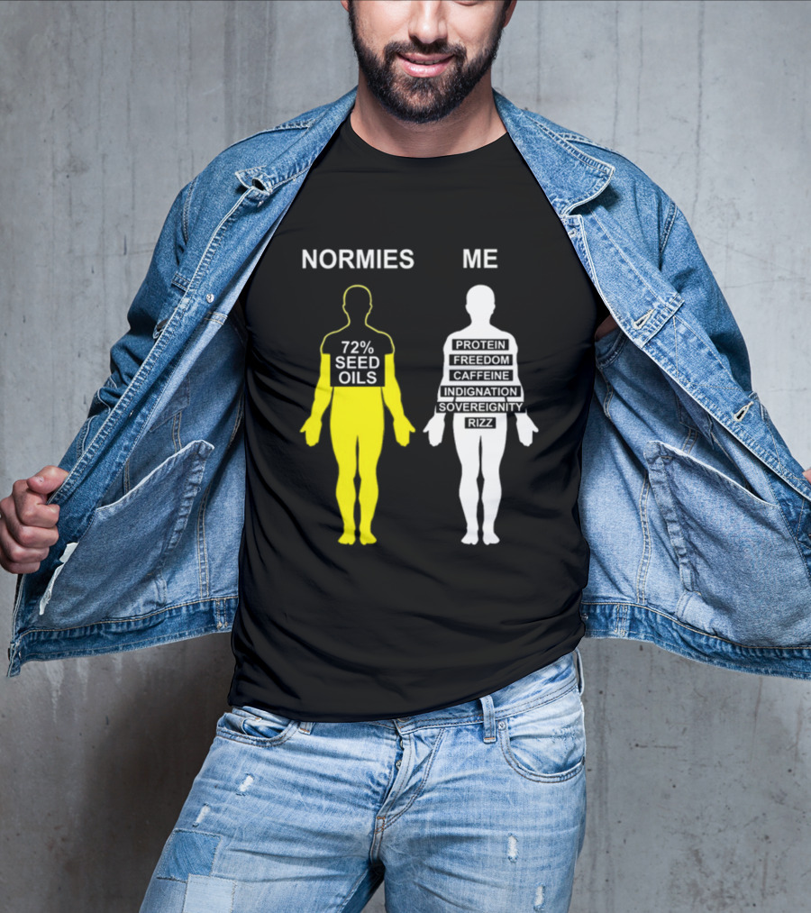 Normies 72% Seed Oils Vs Me Protein Freedom Caffeine Indignation Sovereignity Rizz T-Shirt