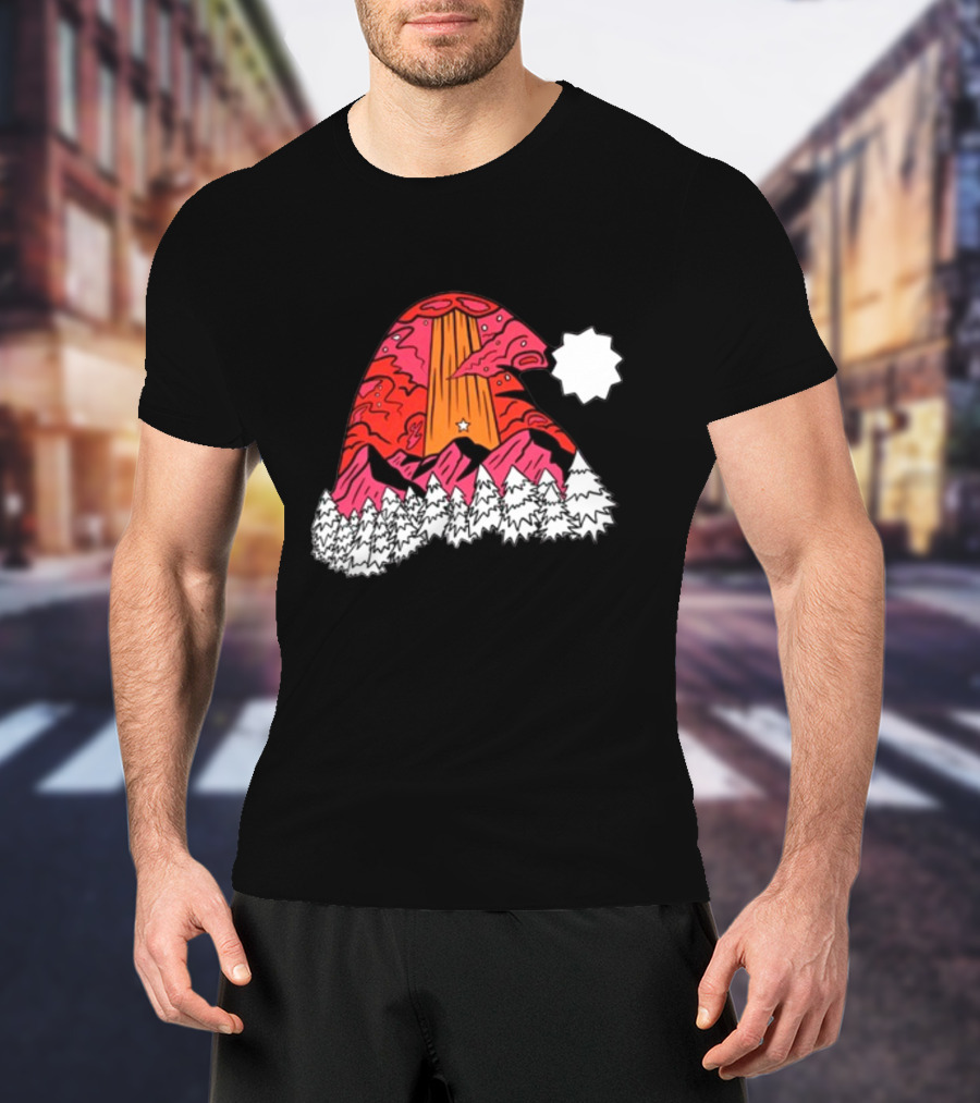 Home Free Texas Hill Christmas Santa Hat Mountain Scene T-Shirt