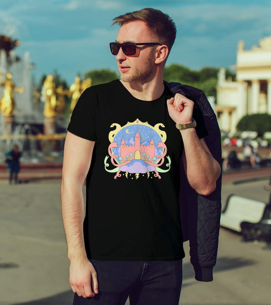 Holiday Castle Mystical Night With Serpents, Clouds, And Lightning T-Shirt