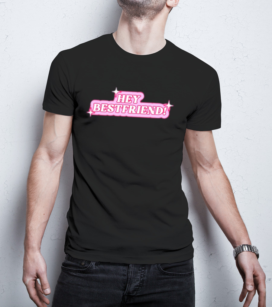 Alana Lintao Hey Bestfriend Pink Sparkle Text T-Shirt