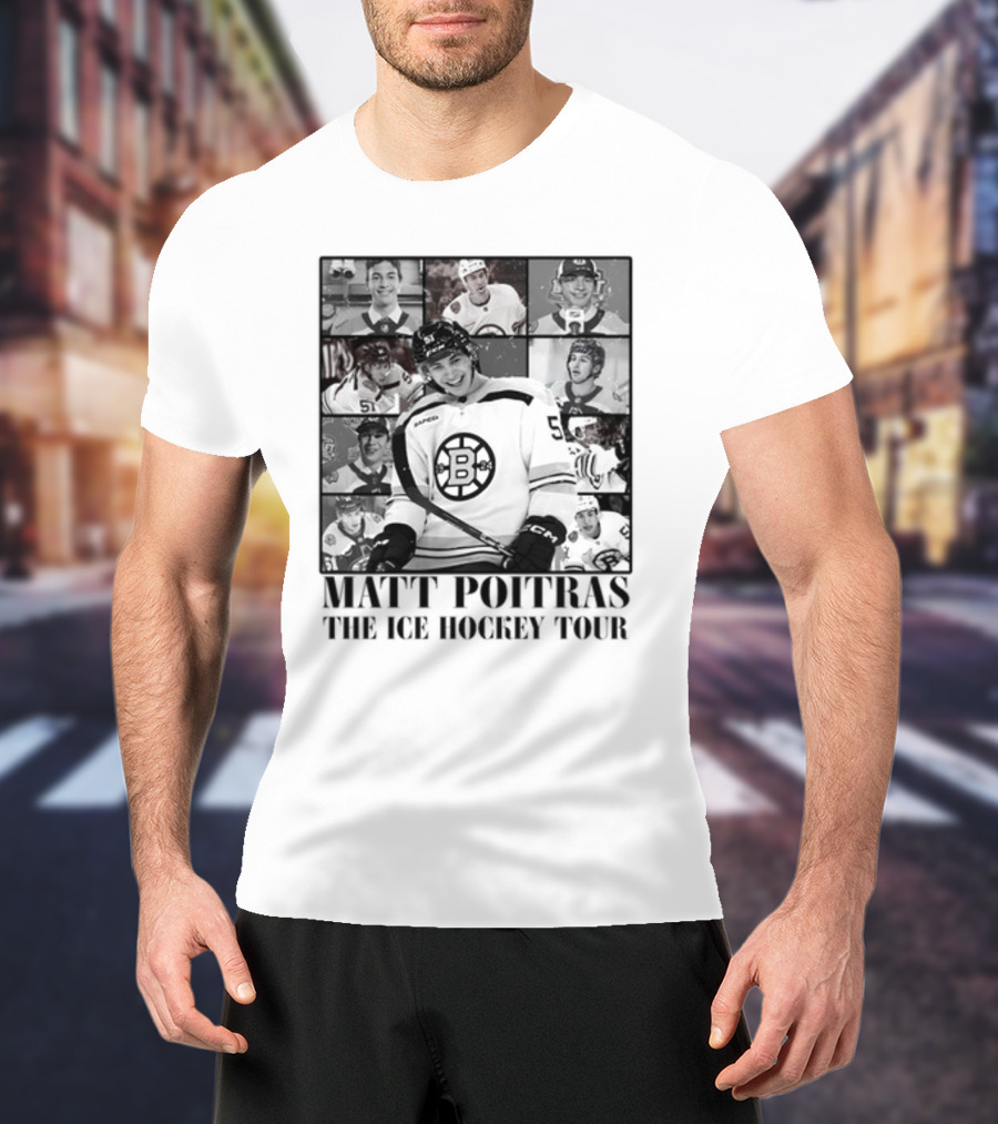 Matt Poitras The Ice Hockey Tour Bruins Player Collage T-Shirt