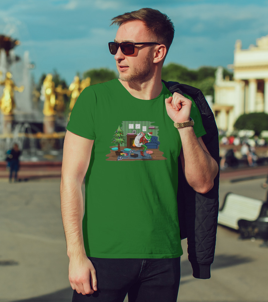 How The Grinch Stole Sneakers Stealing Colorful Boxes By Christmas Tree T-Shirt