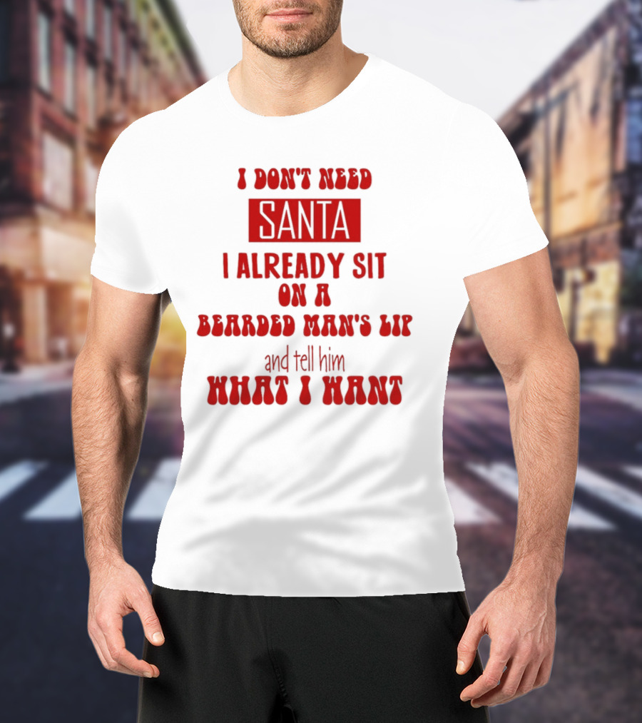 I Don't Need Santa I Already Sit On A Bearded Man's Lap And Tell Him What I Want T-Shirt