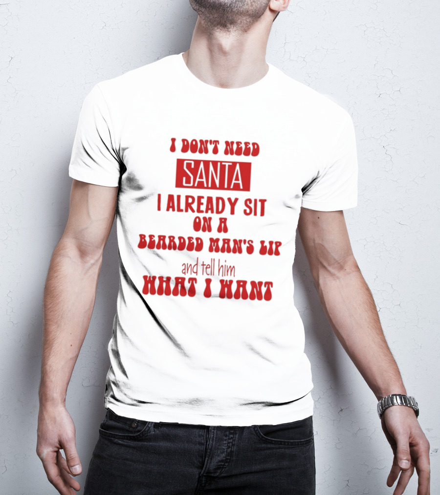 I Don't Need Santa I Already Sit On A Bearded Man's Lap And Tell Him What I Want T-Shirt